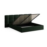 Micadoni Temno zelena oblazinjena zakonska postelja s prostorom za shranjevanje z letvenim dnom 180x200 cm Eric – | Shoptok.si