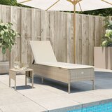 Maison Chic Ležalnik - Sončna ležalnik z mizico in blazino bež poli ratan, (22043052) | Shoptok.si