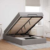 vidaXL Konstrukcija postelje z vzmetnico Taupe 120 x 200 cm blago | Shoptok.si