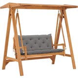  Gugalnica s sivo blazino 170 cm trdna tikovina | Shoptok.si