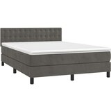  Box spring postelja z vzmetnico temno siva 140x200 cm žamet, (20790904) | Shoptok.si