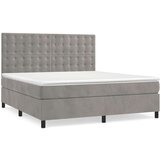  Box spring postelja z vzmetnico svetlo siva 160x200 cm žamet, (20790533) | Shoptok.si
