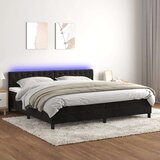  Box spring postelja z vzmetnico LED črna 200x200 cm žamet, (20788918) Cene