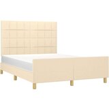  Okvir za krevet s uzglavljem krem 140x190 cm od tkanine | shoptok.hr