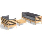  Vrtna sedežna garnitura 6-delna s sivimi blazinami borovina, (20973672) | Shoptok.si
