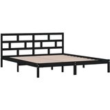  Posteljni okvir črn iz trdnega lesa 135x190 cm 4FT6, (20644066) | Shoptok.si