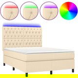  Krevet box spring s madracem LED krem 140x200 cm od tkanine | shoptok.hr