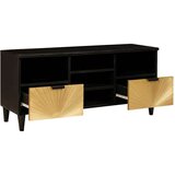 vidaXL TV omarica Črna in zlata 100 x 33 x 46 cm trden mangov les | Shoptok.si