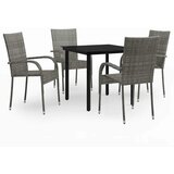  5-dijelni vrtni blagovaonski set sivo-crni Siva Dužina stola 80 cm | shoptok.hr