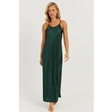 Cool & Sexy Women's Emerald Green Pleated Strappy Dress cene