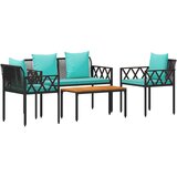 vidaXL Zunanji pohištveni set 4 pcs Črna in turkizna poli ratan, (5000294137) | Shoptok.si