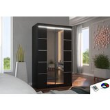 ADRK Klizni ormar GENUA 120 s ogledalom i LED rasvjetom, 120 cm - CRNA | shoptok.hr