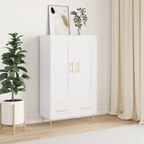 vidaXL Visoka omara bela 69,5x31x115 inženirski les | Shoptok.si