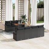 vidaXL Set vrtne sofe od 8 dijelova s jastučićima crne boje Poli Ratan Acacia | shoptok.hr