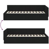  Kutni okvir kreveta s uzglavljem Crna 90 cm x 190 cm tkanina | Shoptok.si