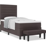  Krevet s podlogom madracem i klupicom tamnosmeđi 80 x 200 cm tkanina | shoptok.hr