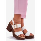 VINCEZA Ladies sandals on a chunky heel and platform White 17387 | Shoptok.si