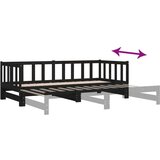  Dnevni ležaj na izvlačenje crni 2x(90x190) cm masivna borovina | shoptok.hr