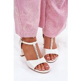 EVENTO Ladies Heeled Sandals With Decorative Strap Eco Leather White Triavera | Shoptok.si