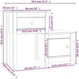  Noćni ormarić crni 79,5 x 38 x 65,5 cm od masivne borovine | shoptok.hr