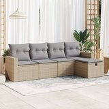 vidaXL 5-dijelni vrtni set sofa s jastucima bež od poliratana | shoptok.hr