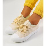 Gemre Women's beige lace-up lightweight canvas sneakers Medina | shoptok.hr
