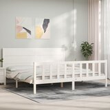vidaXL Okvir za krevet s uzglavljem bijeli 200x200 cm od masivnog drva Cijene