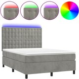  box spring s madracem LED svjetlosivi 140x190 cm baršun | shoptok.hr