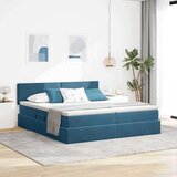  Postelja s shranjevanjem z vzmetnico Temno modra 100 x 200 cm, (5000099544) | Shoptok.si