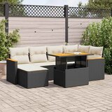  7-dijelni set vrtnih sofa od poliratana s jastucima crni bagrem | shoptok.hr
