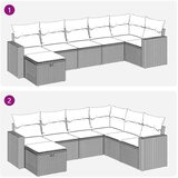  Vrtna garnitura - 7-dijelni set vrtnih sofa od poliratana s jastucima crni - Crna sa spremištem 7 | shoptok.hr