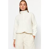Trendyol Ecru Zipper Detail Fleece Knitted Sweatshirt | Shoptok.si