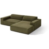 Micadoni Kaki zelena žametna kotna sedežna garnitura (desni kot/z ležalnikom) Jodie – | Shoptok.si