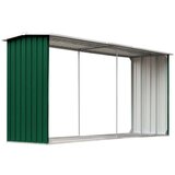 vidaXL Vrtna ostava za drva od pocinčanog čelika 330x92x153 cm zelena | shoptok.hr
