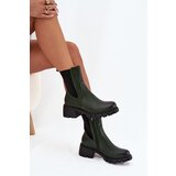 Boto Women Boots On Block Eco Leather Dark Green Kyra | shoptok.hr