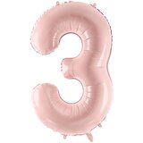 PARTY DECO balon folija številka ''3'', 72cm, svetlo roza | Shoptok.si