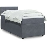 vidaXL Box spring postelja z vzmetnico temno siva 90x200 cm žamet | Shoptok.si