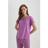 Defacto Fall In Love Regular Fit Crew Neck Short Sleeve Casual Pajama Top