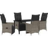 vidaXL 5 delni vrtni jedilni set z blazinami siva poli ratan | Shoptok.si