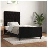  Posteljni okvir z vzglavjem črn 80x200 cm žamet | Shoptok.si