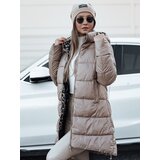 DStreet Women's winter jacket PURRBREEZ long quilted reversible with a hood in camel color | Shoptok.si