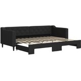  Dnevni krevet na razvlačenje crni 80 x 200 cm od tkanine | shoptok.hr