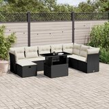 vidaXL 9-dijelni set vrtnih sofa s jastucima crni od poliratana | shoptok.hr