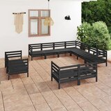 The Living Store Vrtna sedežna garnitura 11-delna trdna borovina črna - Vrtna Sedežna Garnitura, (21481412) | Shoptok.si