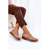 Laura Messi Leather Women's Shoes With Buckle 2980 Dark Beige | Shoptok.si
