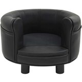 vidaXL pasji kavč črn 48x48x32 cm iz pliša in umetnega usnja | Shoptok.si