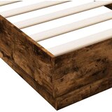 vidaXL Posteljni okvir dimljeni hrast 100x200 cm inženirski les | Shoptok.si
