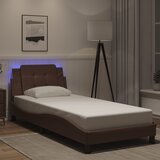 Furnova Posteljni okvir z LED lučkami rjav 90x200 cm umetno usnje, (21933930) Cene