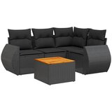  The Living Store Vrtna sedežna garnitura 5-delna z blazinami črn poli ratan - Vrtna Sedežna Garniture, (21452336) | Shoptok.si