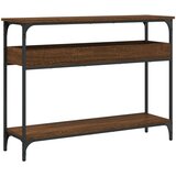 vidaXL Konzolna mizica s polico rjavi hrast 100x29x75 cm inž. les | Shoptok.si